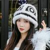 Winter Mink Hair Lion Hat Female Cute Fashion Plush Knitted Hat Tiger Head Fur Hat Bucket Hat