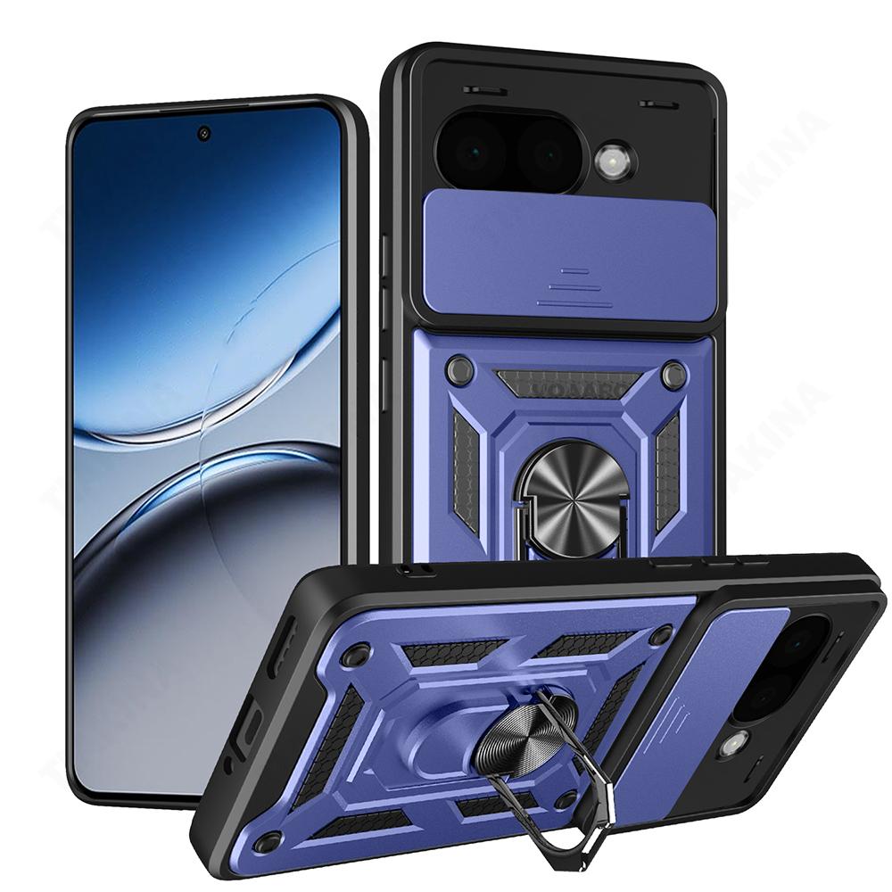 Slide Lens Armor Funda for Google Pixel 9A Case Magnetic Ring Stand Holder Cover for Google Pixel 8 9 Pro XL 8A Case