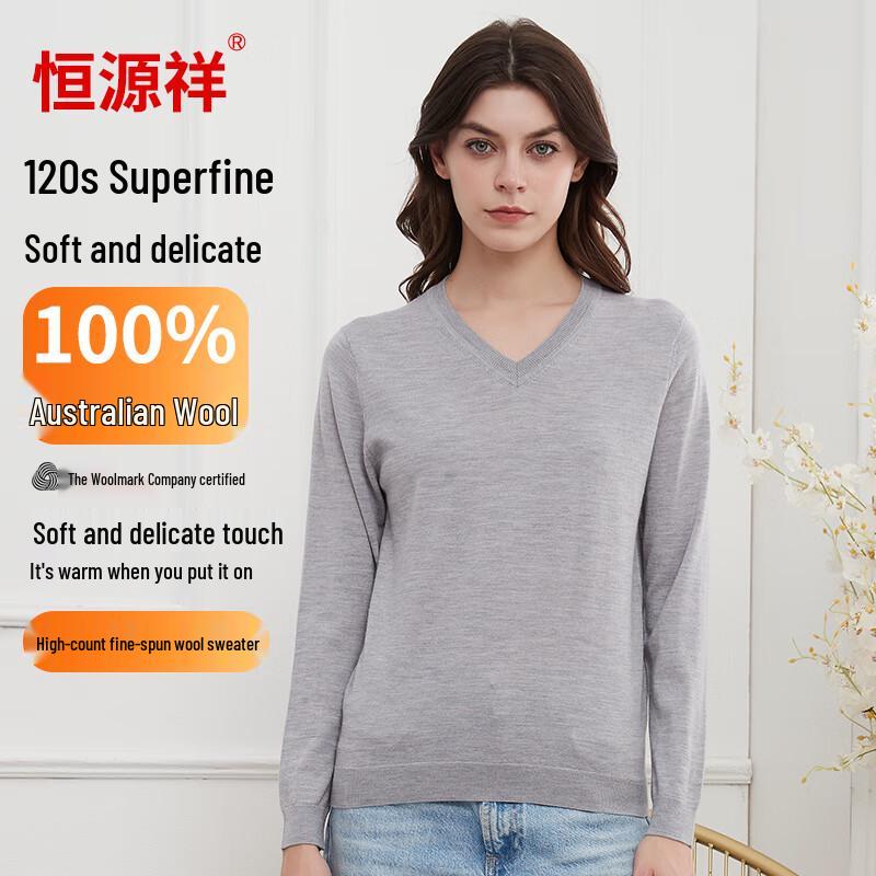 Hengyuanxiang Women's 100% Wool Thin Knit Pullover