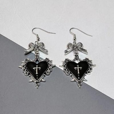 Koperkleurige edgy punk doorn stekelige hart bungel oorbellen hart oorbellen voor vrouwen