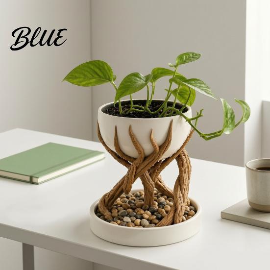 Подарок для любителей садоводства 3D-печатный кашпо-корень дерева, Цветочный горшок с текстурой бионического дерева, с дренажным отверстием, отверстием для суккулентов, Контейнер-органайзер для стола