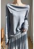 Women's One-Shoulder Irregular Long-Sleeve Knit Top - Spring/Summer, French-Inspired, Imitation Wool, High-Quality.