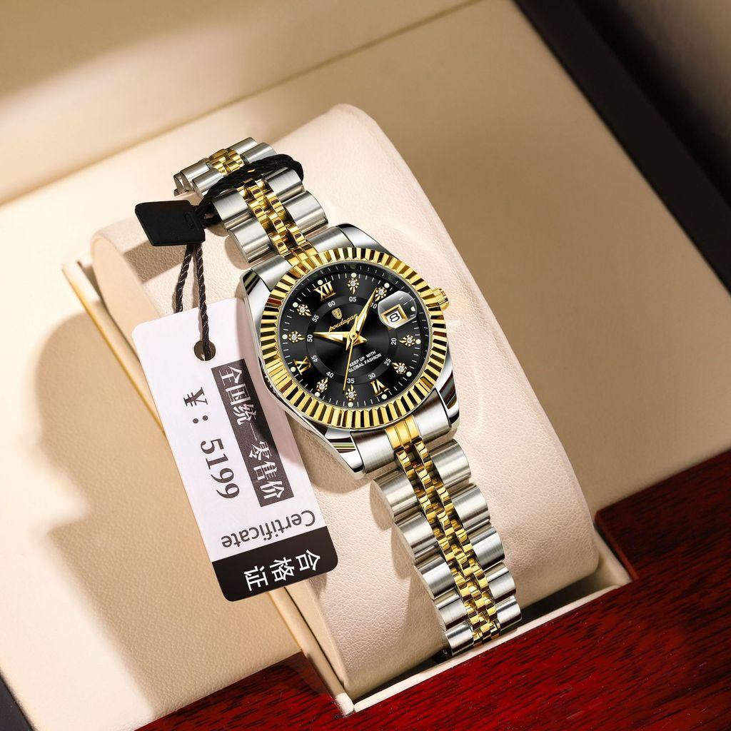 Swiss Ladies Watch Quartz Luminescent Calendar Waterproof For Gift And Fashion