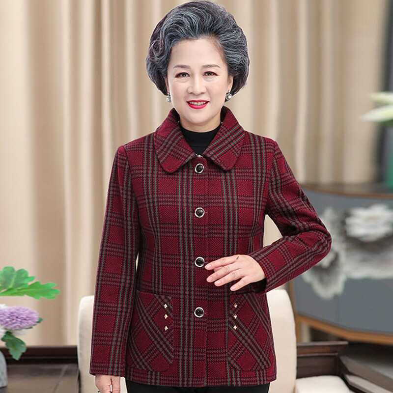

Lapel Jacket for Women 60s-80s: Autumn & Winter Wear for Middle-Aged & Elderly 2XL (105-120 jin)