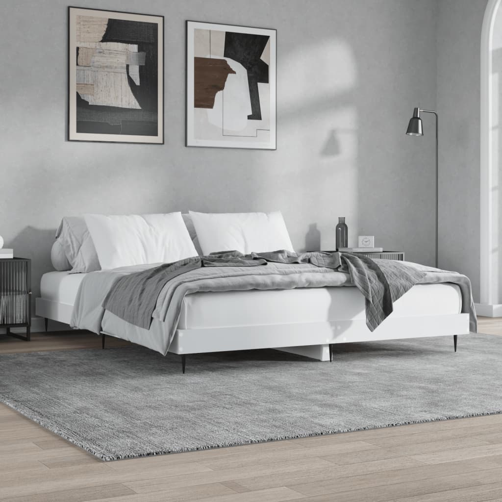 White Bed Frame 200x200 cm Engineered Wood
