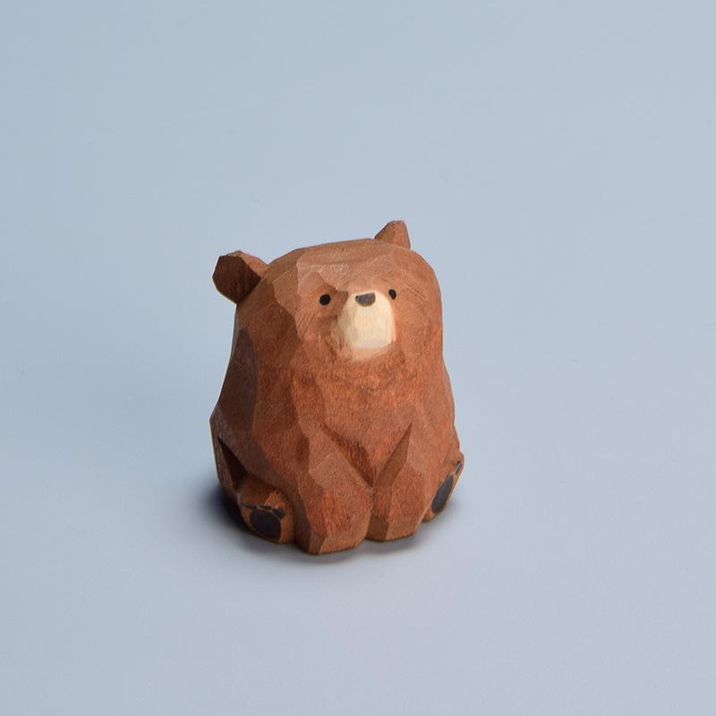 Handgeschnitzte Bärenfigur aus massivem Holz Mini Dekoration für Zuhause Kaffeetisch Geschenk für Tierkunstsammler
