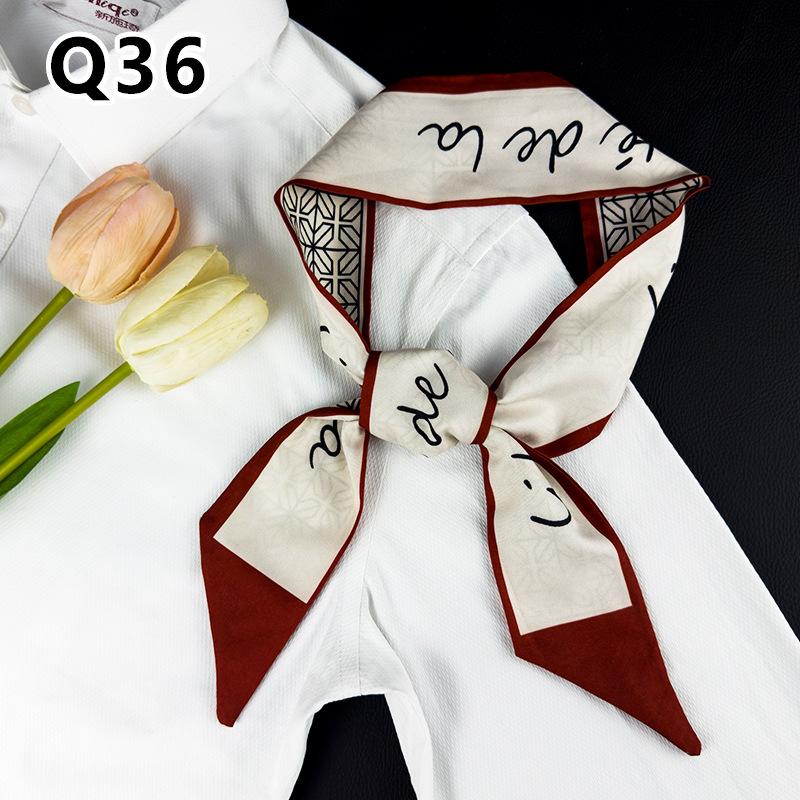 New Long Versatile Silk Scarf Tied Hair Band Bow Letter Floral Streamer Tied Bag Gift Small Silk Scarf