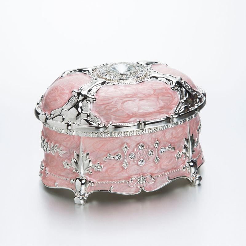 Elegant Oval Jewelry Box With Rhinestone Decor Zinc Alloy Gift Case Women Birthday Wedding Travel Souvenir Storage