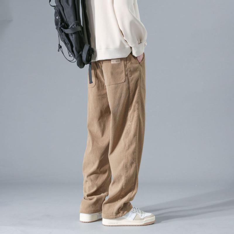 Pantaloni a coste da uomo per primavera e autunno alla moda dritti retrò versatili larghi a gamba larga casual