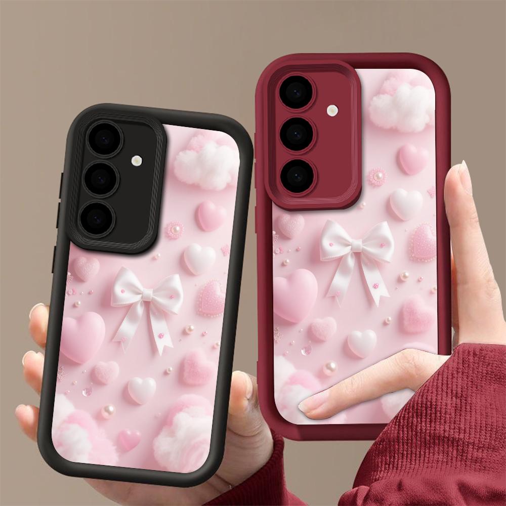 Pink Bowknot Phone Case For Samsung Galaxy S23 S22 S21 S25 S24 S20 Ultra FE A35 A15 A25 A55 Note 20 Plus 5G Fashion Gift Cover