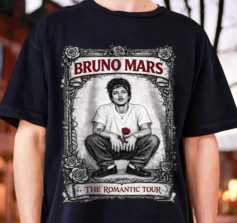 Bruno Mars Romantic Tour Shirt, Concert Graphic Tee, Pop Music Fan T Shirt, Unis M