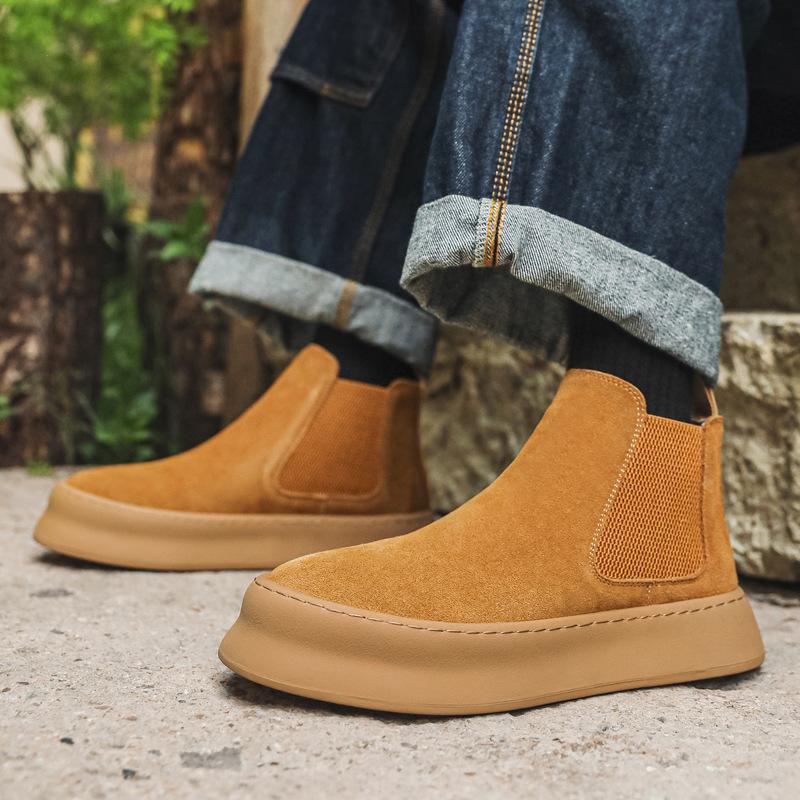 Большие желтые ботинки мужские высокие ботинки Martin в британском стиле мужские ретро — фото 8