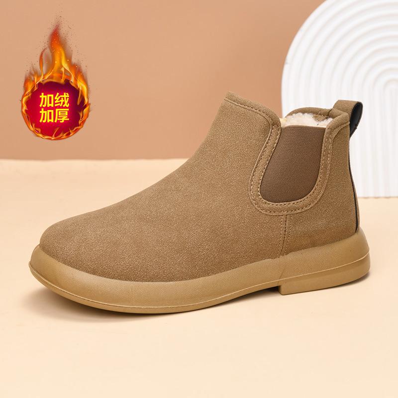 Foreign Trade Winter Velvet Women's Cotton Shoes Warm Mother Shoes Flat Comfortable Versatile Short Boots Non-slip Snow Boots