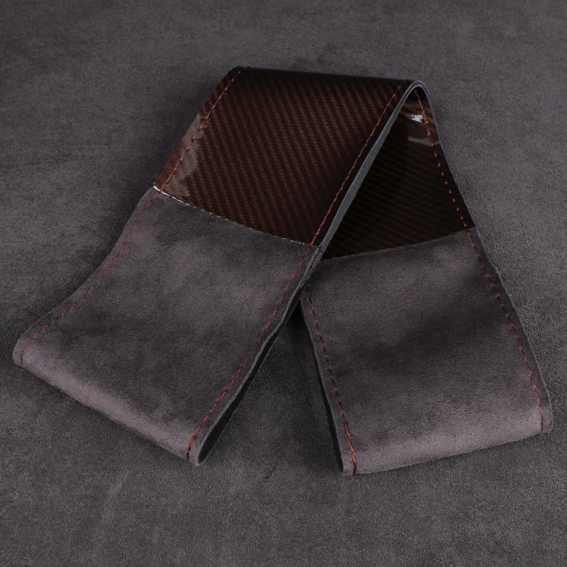 DIY Carbon Fiber Suede Universal Auto Steering Wheel Cover Anti-Slip Sweat-Absorbing Comfort Grip  37-38.5cm Car Interior Decor