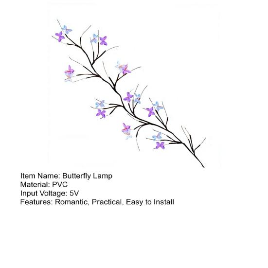 LED Rattan Lamp Energy-saving USB Powered Easy to Install Butterfly String Light Romantic Interior Lighting Indoor/Outdoor Decor