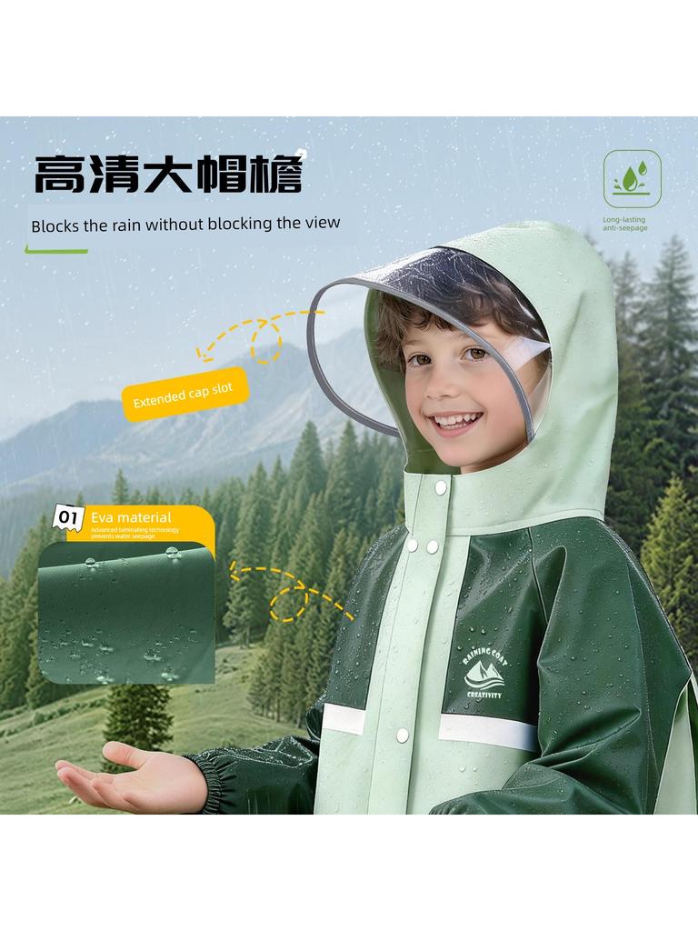 Kinder-Regenmantel, College-Stil, für Kindergarten, ältere und jüngere Kinder, mit Platz für Rucksack, Vollständig wasserdicht, Kinder-Regenponcho