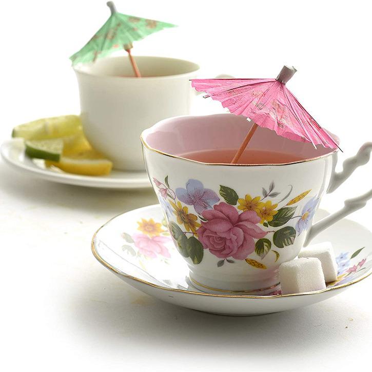 Tropical Cake & Cocktail Decoration Set: Coconut Tree, Umbrella, Insert Cards