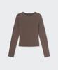 MUSINSA STANDARD WOMAN Women'S Pigment Ribbed Slim Crew Neck Long Sleeve T-Shirt [Brown]