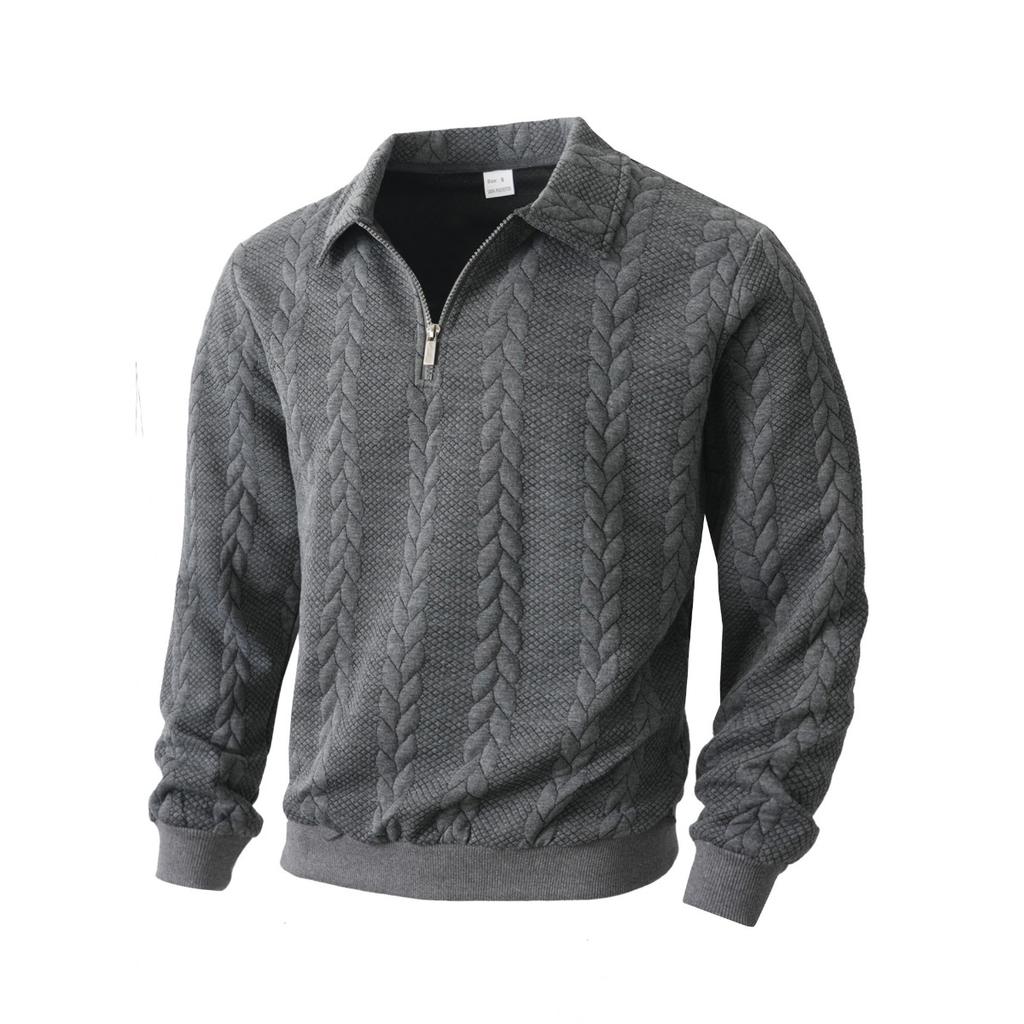 Autumn and Winter Collar, Pullover, Half Open Collar, Zipper Hoodie, Jacquard, Casual Sports, Men's, Knitted Sweater