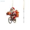 2D Acrylic Santa Claus Biking Gift Hanging Christmas Pendants Christmas Tree Decoration