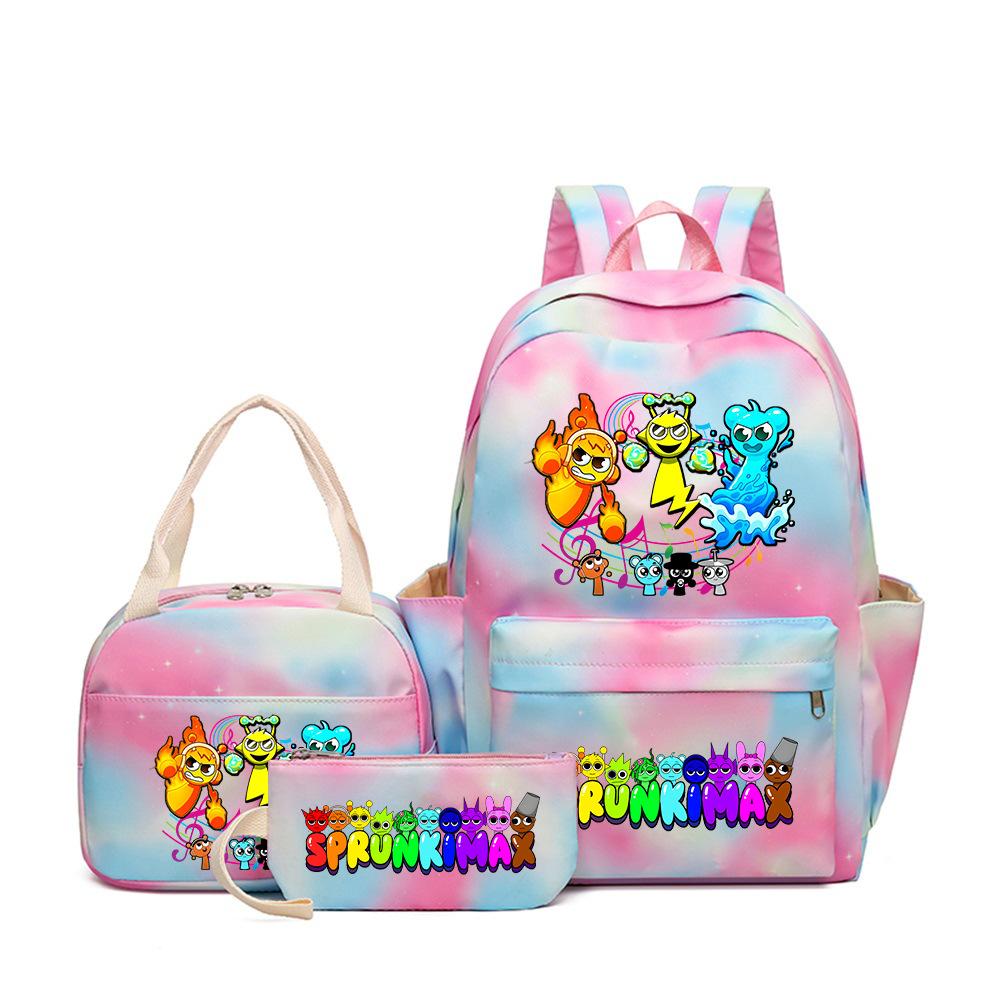 

3D New Game Rhythm Box Sprunki School Bag Backpack Elementary and Secondary School Backpack Crossbody Bag Pencil Bag as the picture