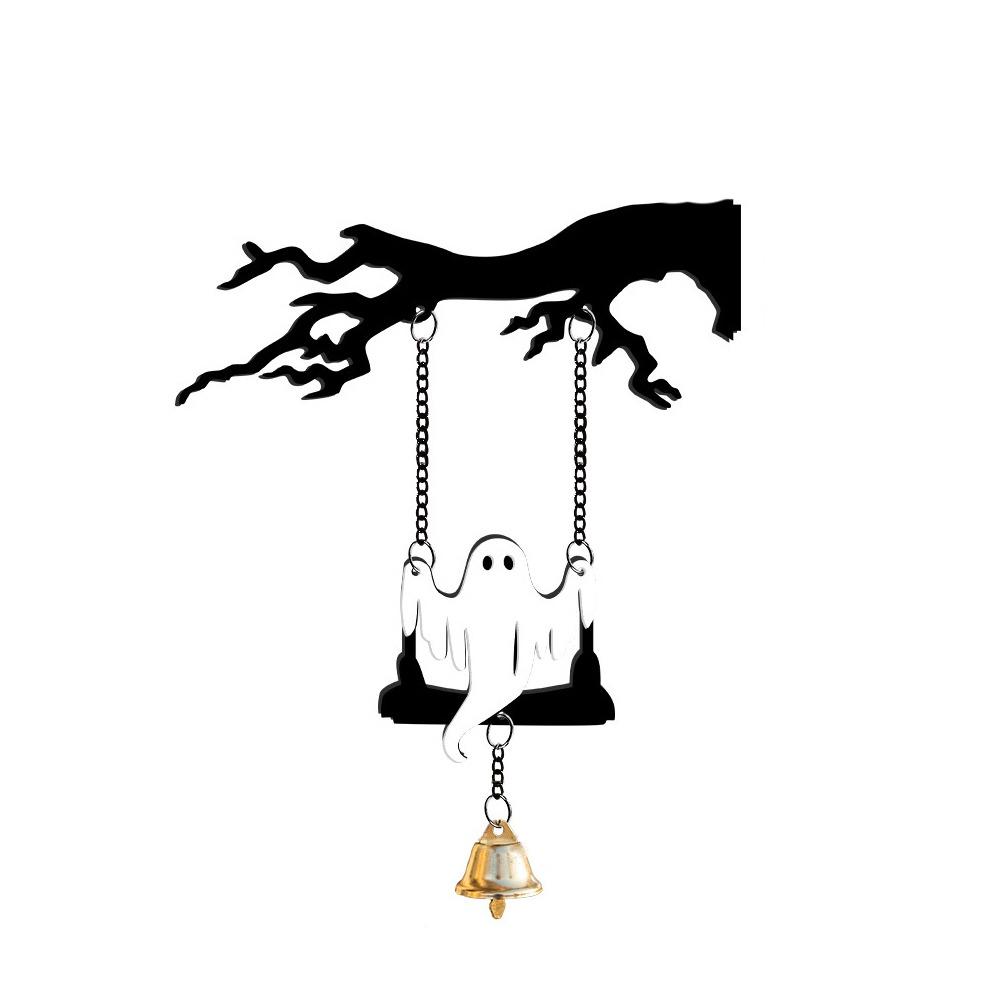 Wall Mounted Halloween Branches Hanging Sign Sounding Bat Doorstep Bells Bat Wind Chime Bar