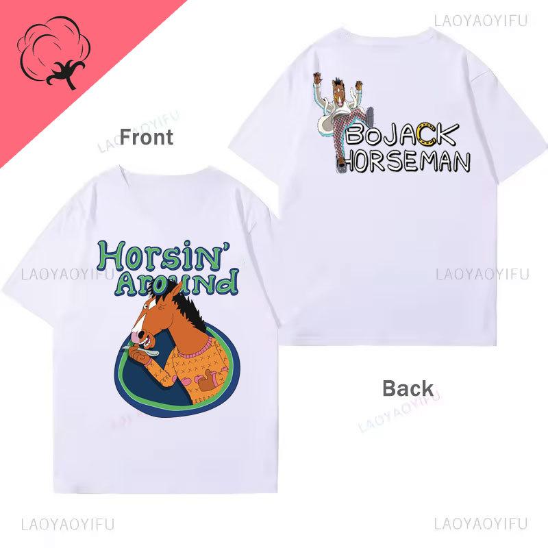T-Shirts Bojack HorseUnisex T-Shirt Lässig Lustig Niedlich 100% Baumwolle Kurzarm Y2k Kleidung Unisex Unisex Bedrucktes T-Shirt Grafik-T-Shirts