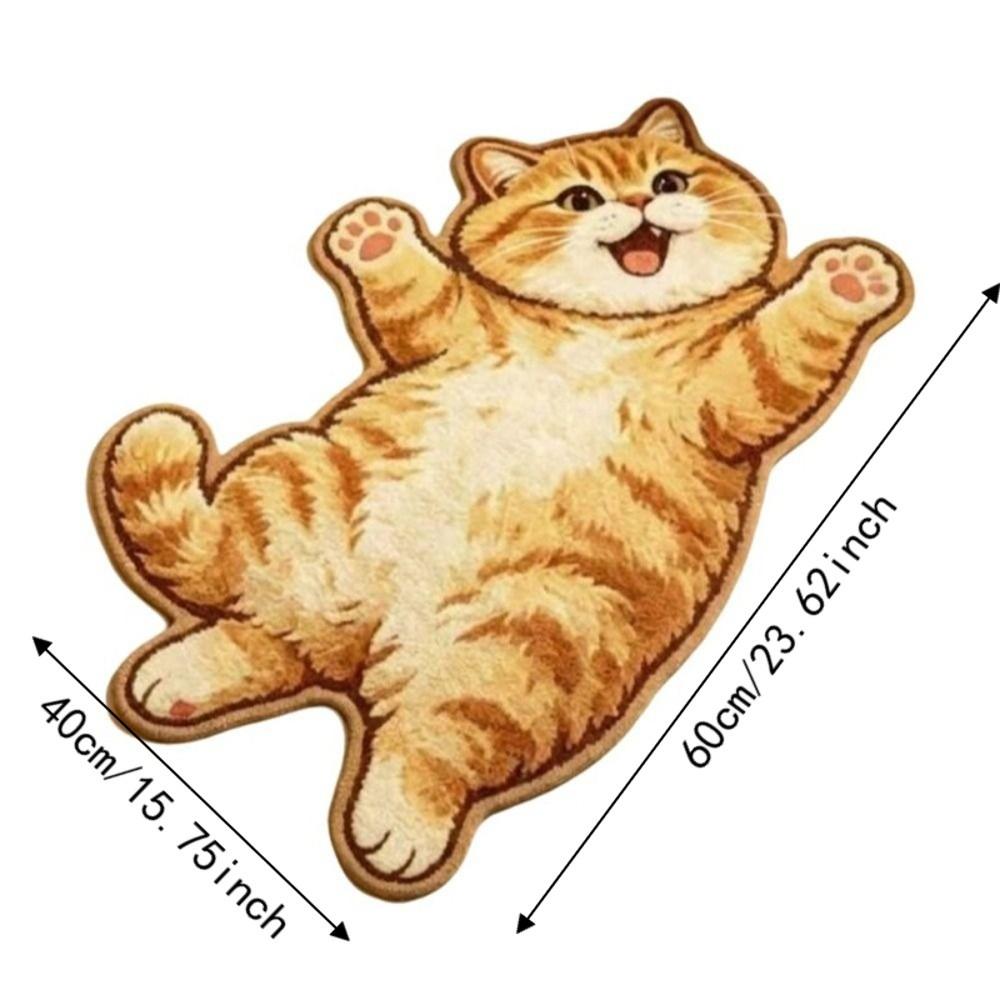 Anti-fouling Home Decor Carpet 2D Cartoon Carpet Cute Cat-Shaped Area Rug  Bedrooms