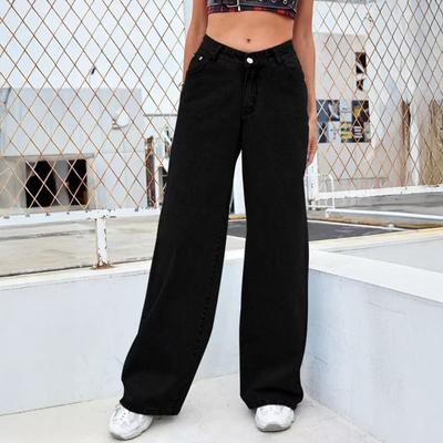 Women's Straight Leg Jeans High Waisted Wide Leg Jeans Casual Stretchy Denim Pants Loose Baggy Trousers