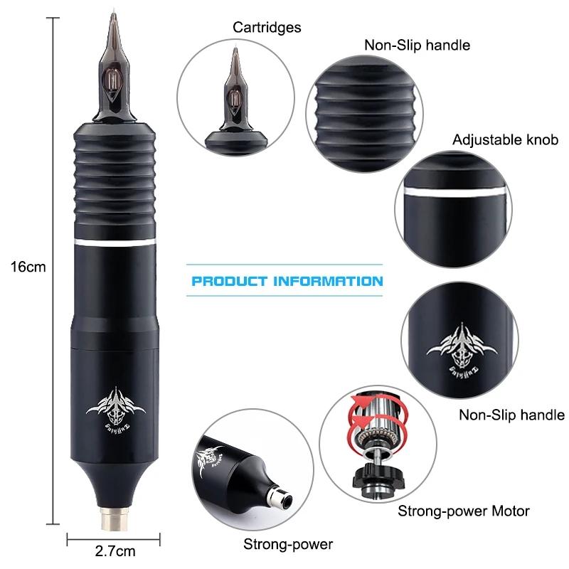 Professional Tattoo Machine Kits Portable Rotary Wireless Tattoo Pen Set With Power Supply RCA Interface Permanent Make-up Tools