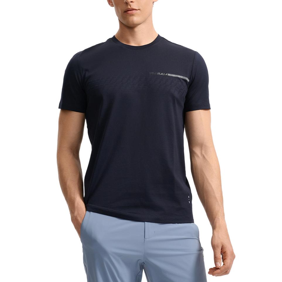 Fila White Series Round Neck Letter Comfortable Casual Short Sleeve T-Shirt Men Tops F11M533102F-NV