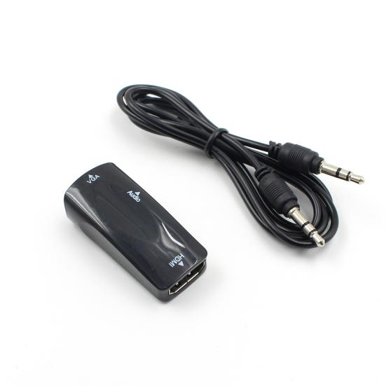 HDMI-compatible Female to VGA Female Adapter with 3.5mm AUX Audio Converter for TV Stick PC
