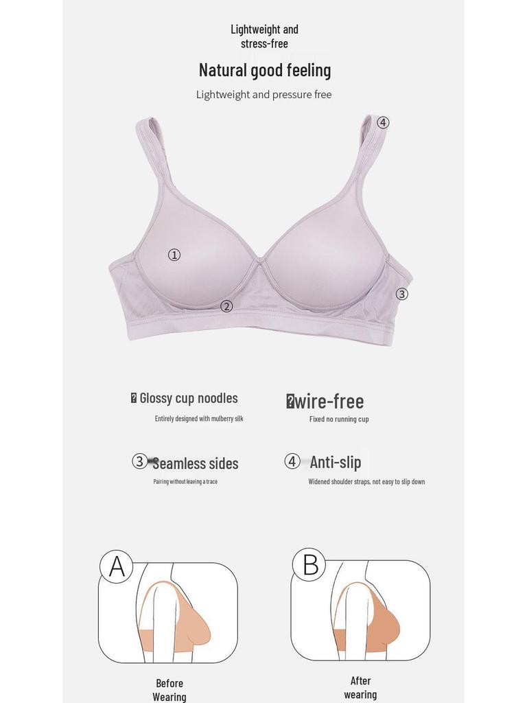 Pletená podprsenka z morušového hedvábí se zapínáním na zádech - Pohodlné, prodyšné sportovní spodní prádlo