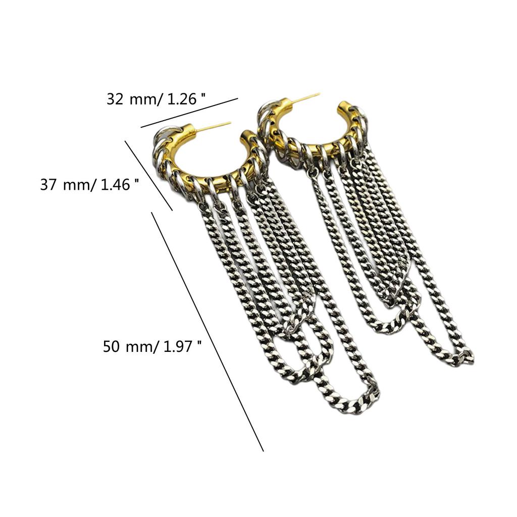 Exaggerated Long Tassels Chain Earrings for Women Men Jewelry C-shape Hoop Earrings Adornment Delicate Ear Rings