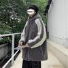 Men's Winter Sherpa Fleece Hooded Jacket - Korean Style Color Block Lambswool Patchwork