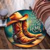 1Pc Cowgirl Boots Hat Circular Print Rug - Home Decoration Carpet For Living Room Bedroom Flooring Computer Chair Area Rug