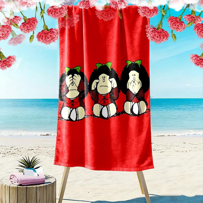 Mafalda Print Beach Towel, Large Soft Quick Dry Towel for Beach Camping Swimming