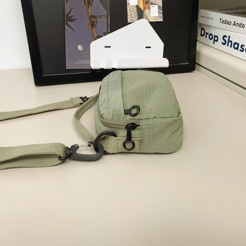 Women Nylon Small Handbag Men Waterproof Lightweight Shoulder Bag Solid Color Crossbody Mobile Phone Bag