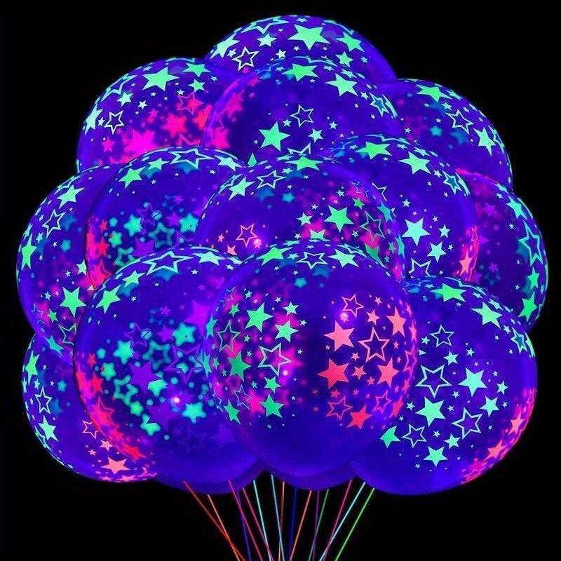 20Pcs Fluorescent Balloon Glow In The Dark Neon Glow Latex Balloons For Wedding Birthday Glow Party Decor