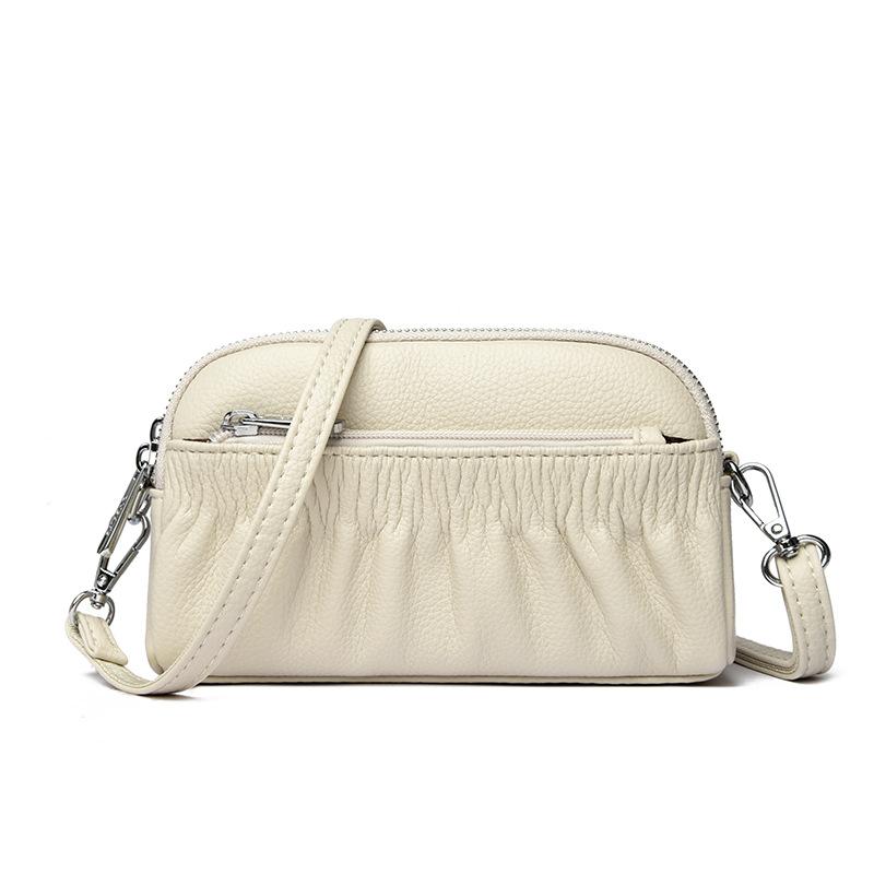 Women's bag new fashion shoulder crossbody clutch bag soft leather pleated retro cloud mother bag
