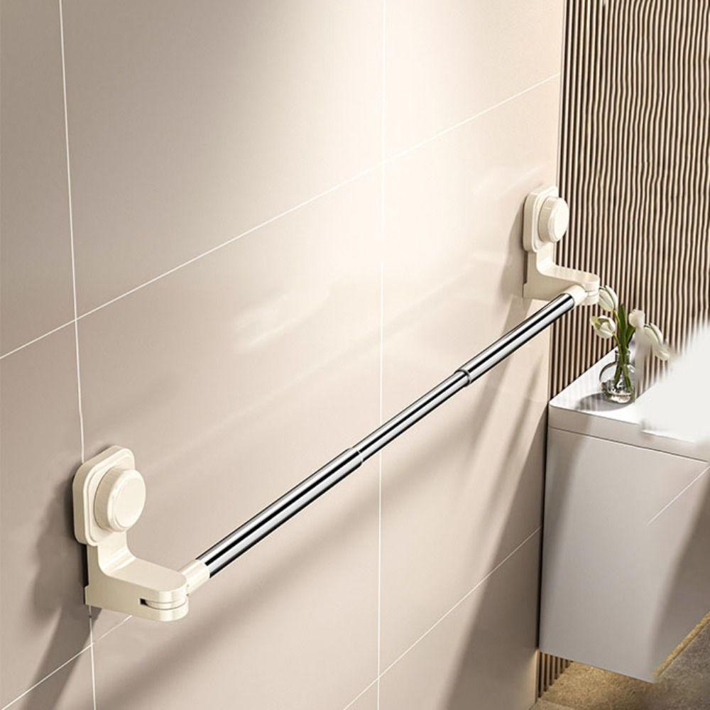Wall-Mounted Suction Cup Towel Rack Strong Suction Rotatable Retractable Towel Bar Waterproof Space Saving Hanging Towel Holder