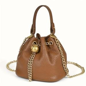 2026 Popular Vintage Fashion Chain Bag Women Genuine Leather Multi-Way Bucket Bag Compact Stylish Crossbody Shoulder Purse