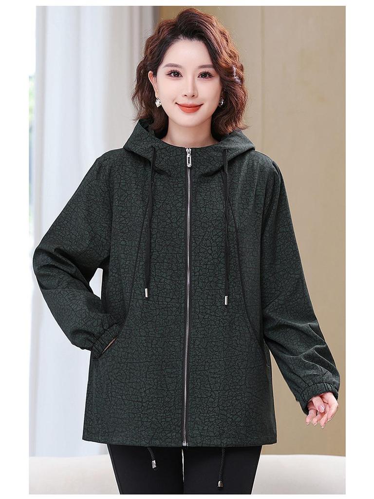 2025 New Plus Size Women's Trench Coat for Middle-aged and Elderly Moms - Spring/Autumn Wear