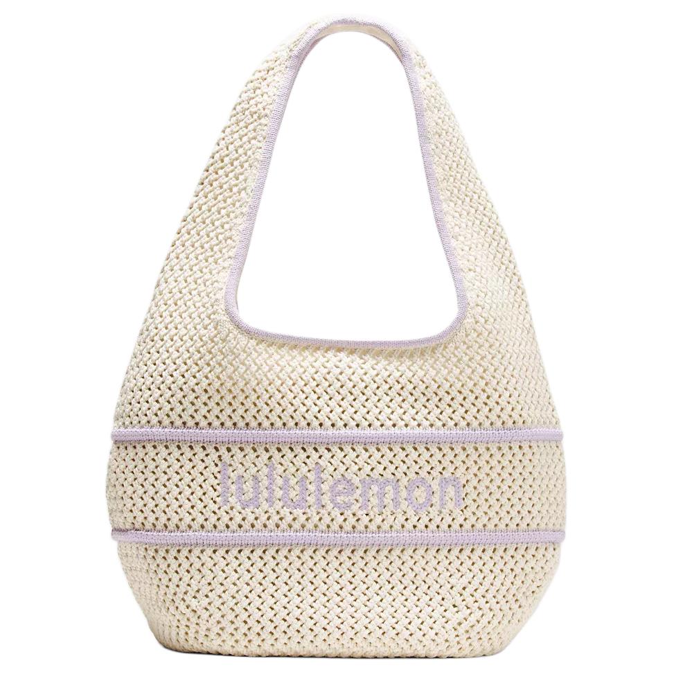 

Lululemon Cotton Crochet 7L Brand Logo Embroidery Design Woven Shoulder Tote Bag Women bags Light-Ivory Lavender-Frost LW9FPNS-071667 Light Ivory White Lavender Cream