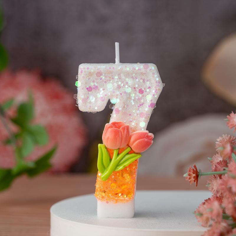 Creative DIY 0-9 Birthday Flower Candle for Cakes and Desserts