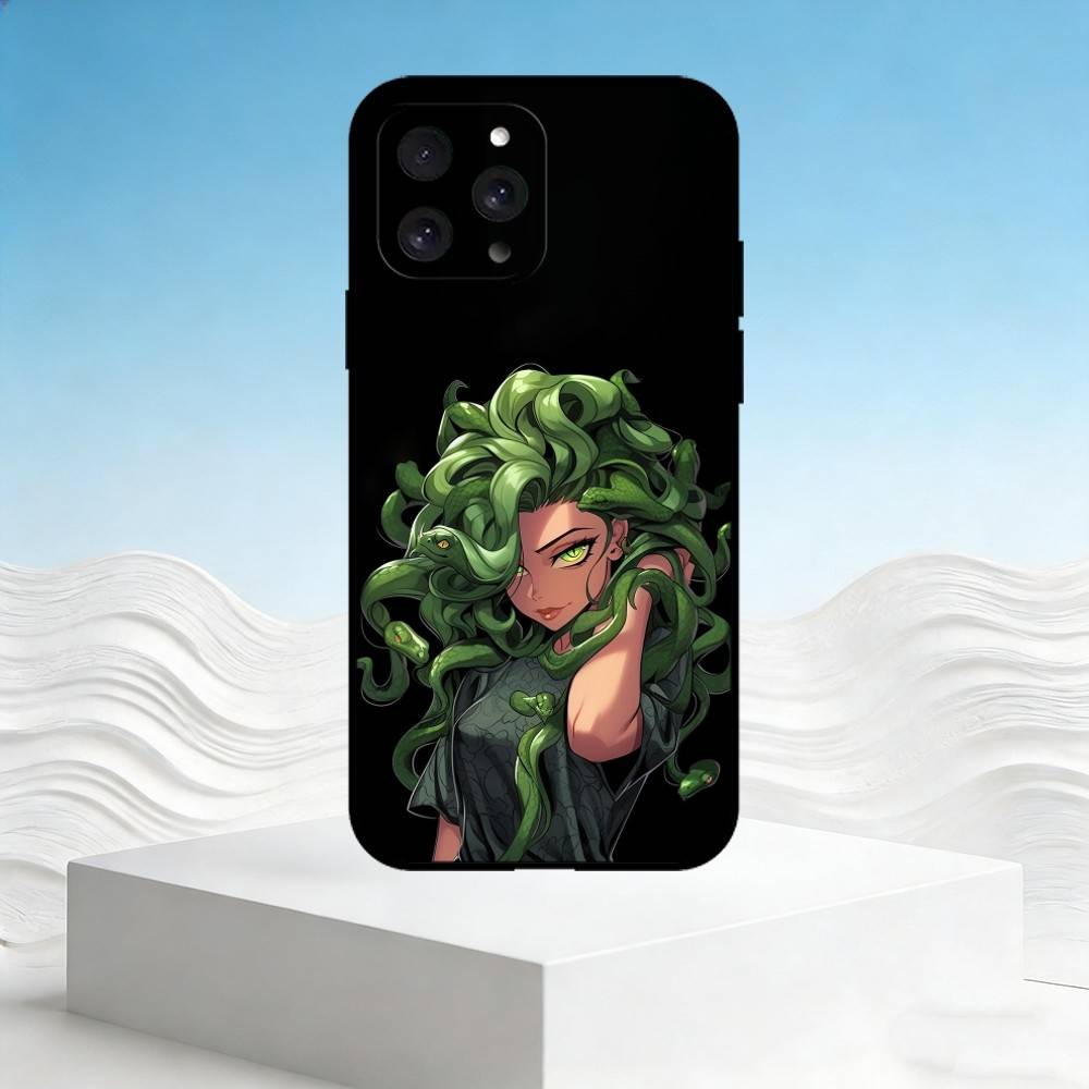 

C-Cartoon medusa Phone Case For iPhone 17,16,15,14,13,12,11 Plus,Pro Max,SE4Soft Silicone Black Cover iPhone17promax