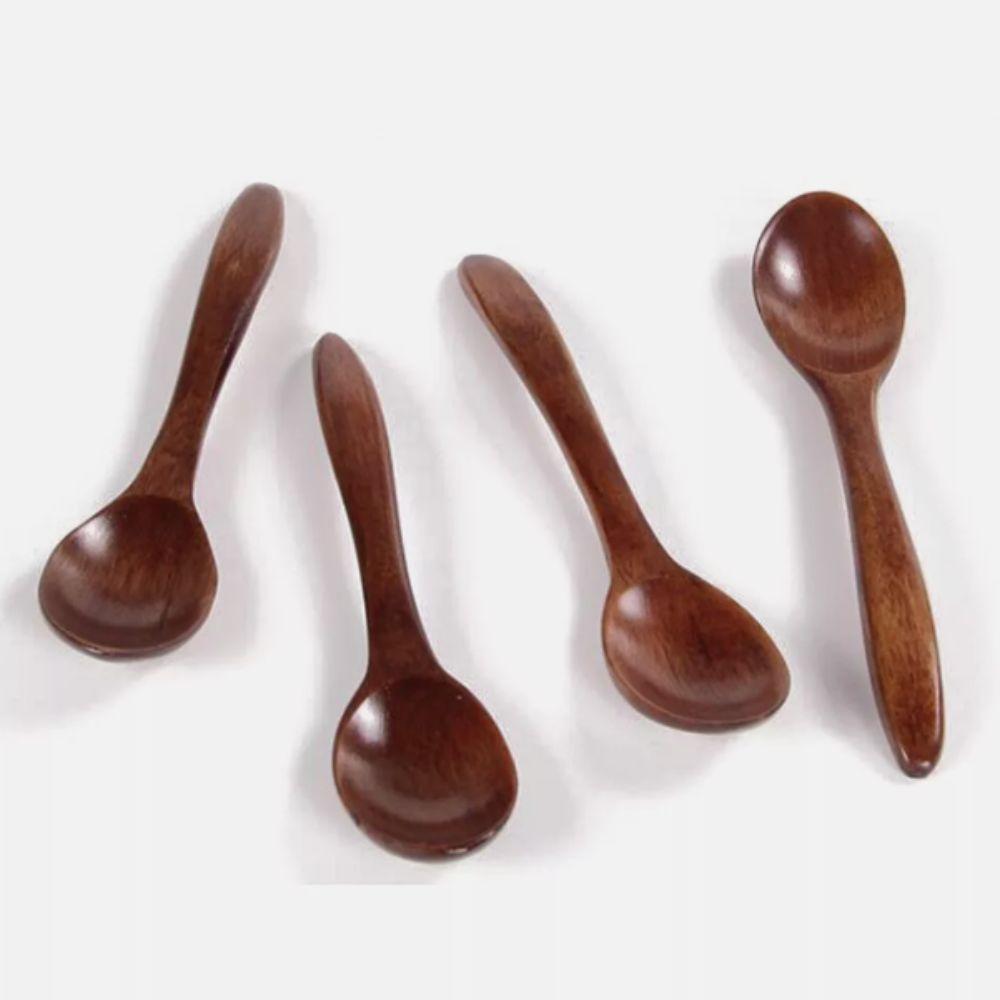 5pcs Japanese Wooden Stirring Spoon Anti-Scald Teaspoon Kitchen Utensils Mixing Spoon Soup