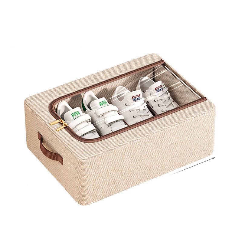 APCRAIN Dustproof Cotton Linen Shoe Storage Boxes (Set of 2)