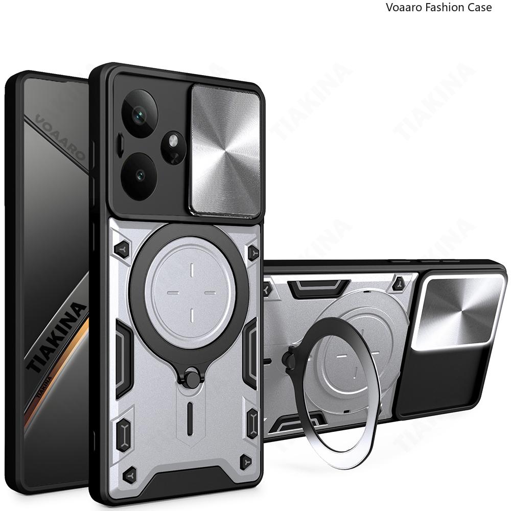 

Slide Lens Armor Funda for OPPO Realme GT7 Case for Realme GT 7 Pro 6T Neo6 SE 5G Case Magnetic Ring Stand Holder Full Cover RealmeGTNeo6 5G серебряный