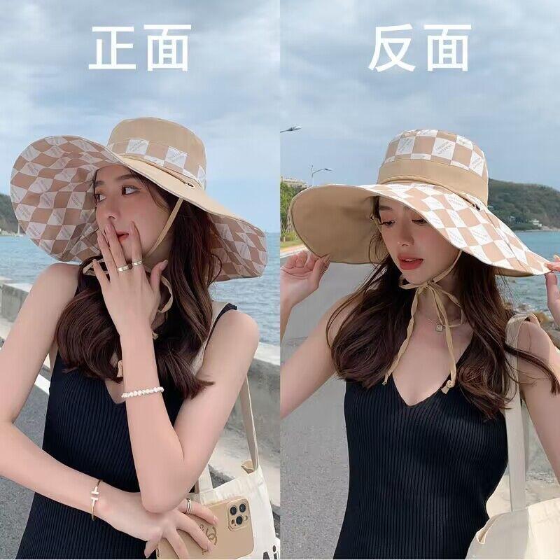 Summer Hat Women's Versatile Travel Beach Hat Outdoor Sunscreen Hat Double-sided Hat with Face Covering Big Edge Hat